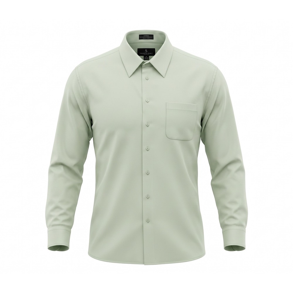 Valerio Garati Mens XL Sage Green Sateen Long Sleeve Button Down Dress Shirt